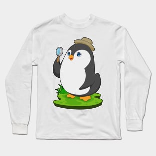 Penguin Detective Magnifying glass Long Sleeve T-Shirt